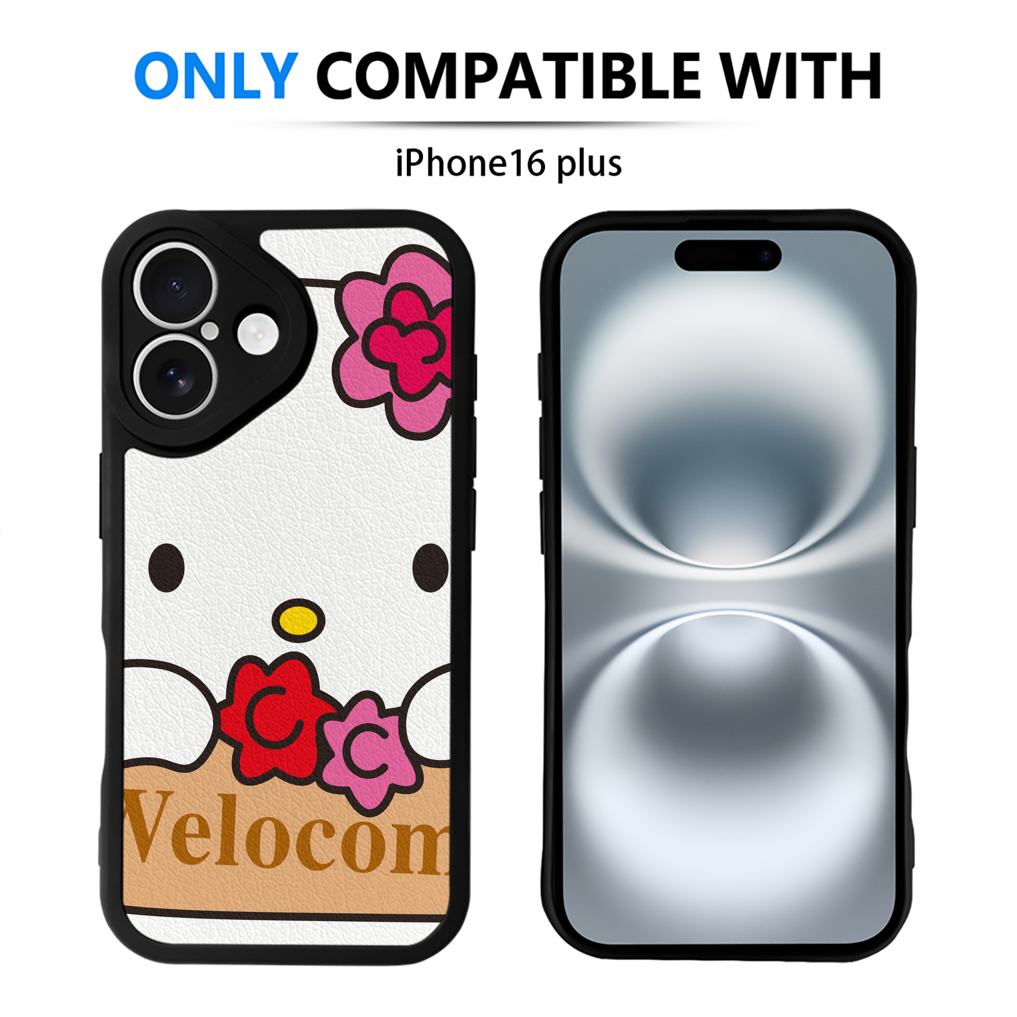 （画像用） Hello Kitty ハローキティ 【iPhone 16シリーズ対応】シリコンスマホケース（レザー調） 材質：シリコン